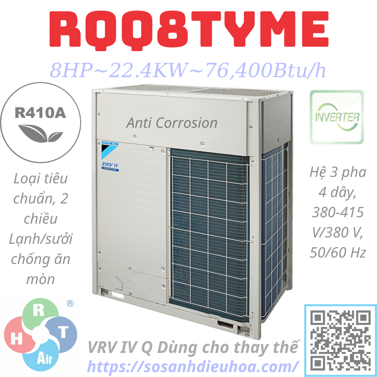 Dàn Nóng Daikin VRV IV Q series 1 Chiều 8HP RQQ8TYME - HRT